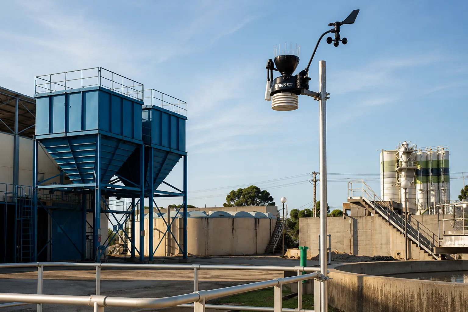 Instalación industrial con monitoreo meteorológico