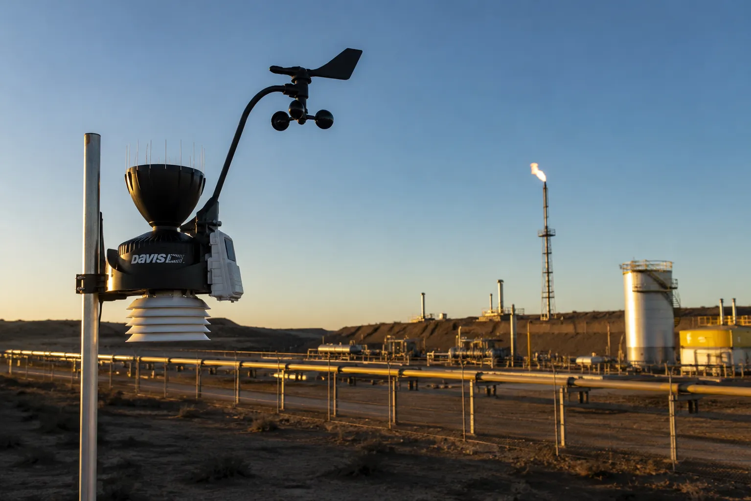 Instalación meteorológica en una operación de Oil and Gas